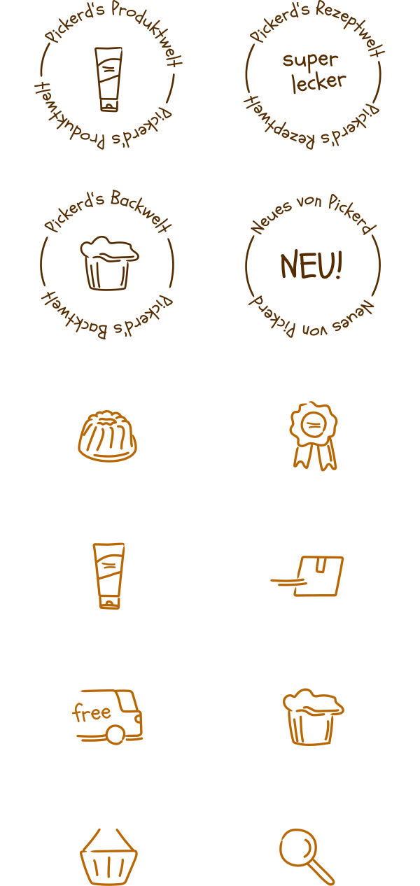 Individuell entwickelte Icons für den PICKERD Onlineshop.
