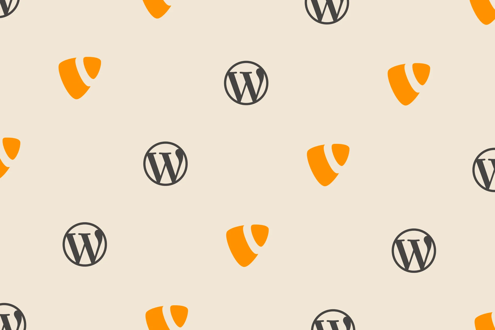 WordPress- und TYPO3-Logo vor hellorangem Hintergrund