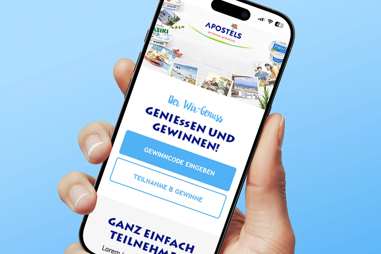 Handy mit mobiler Website von Apostels