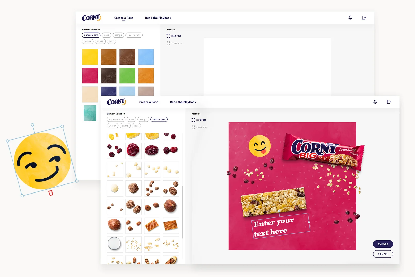 Webbasierter Social Media Content Creator für Corny