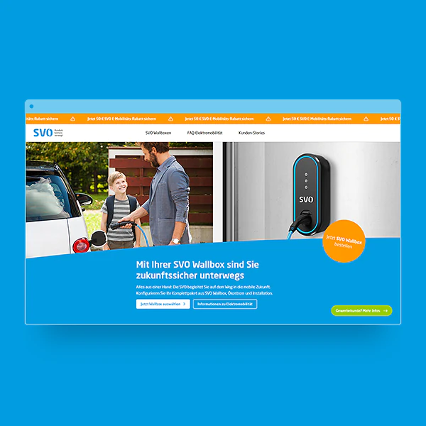 Desktop Screenshot der SVO E-Mobilität Microsite.