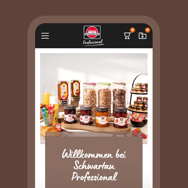 Smartphone Screenshot der Website mit Shopware 6 Onlineshop von Schwartau Professional.